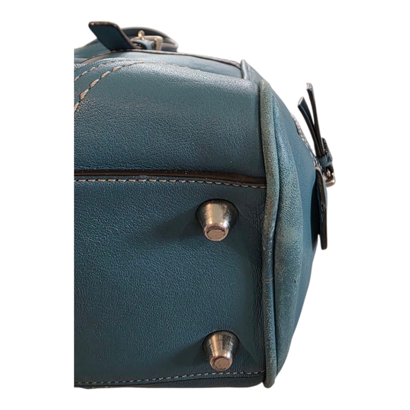 Coach Vintage Soft Smooth Leather Teal Blue Hampton Satchel #F11198 - Picture 7 of 16